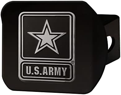 Capa de engate de metal do Exército dos Estados Unidos com logotipo da equipe de Chrome 3D por fanmats - Design Moldado de logotipo 3D exclusivo - instalação fácil em caminhão, SUV, carro - presente ideal para morrer veterano de serviços armados duros