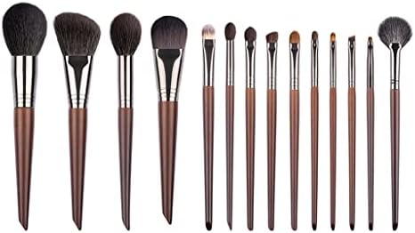 Brush de maquiagem Walnuta Conjunto de 14 ferramentas de beleza de alça de madeira Um conjunto completo de escovas de maquiagem