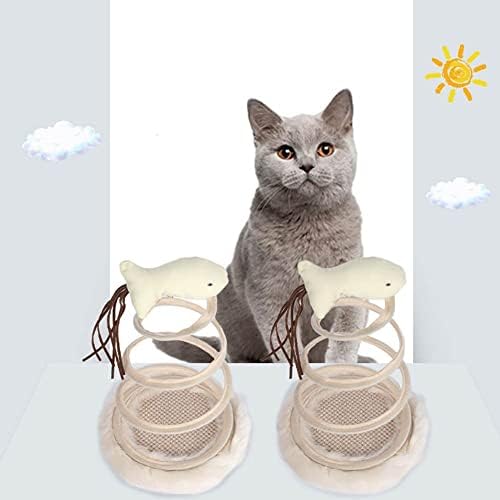 Ayrsjcl gato de brinquedo de primavera de mola de mola auto-hey-gato arranhando prato de prima