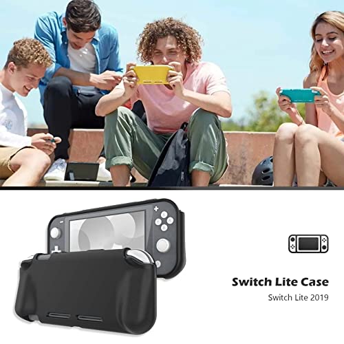 Caso de proteção do Procase para Nintendo Switch Lite com protetores de tela transparente de 2 pack HD, tampa de TPU de absorção de choques-absorção anti-riscos para proteção para proteção e design ergonômico-preto