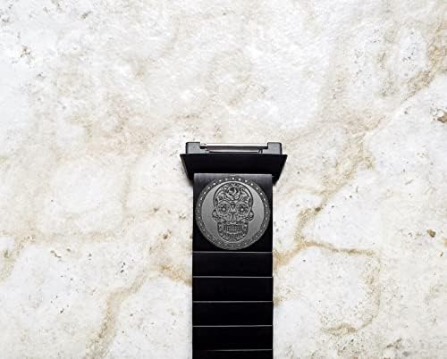 Nickston Graved Band Strap Compatível com Fitbit Ionic Smartwatches Black Stainless Aço Salteleira B-SS2