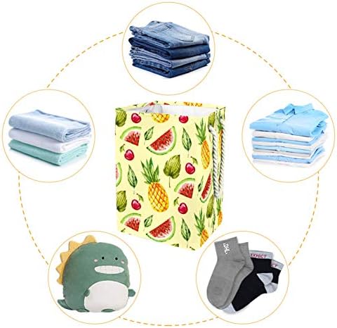 Lavanderia cesto de verão frutas de melancia de abacaxi cesto de armazenamento de lavanderia dobrável com alças suportes destacáveis