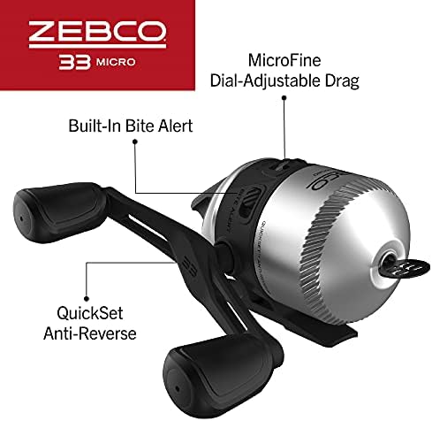ZEBCO 33 Micro Spincast Reel e Rod Combo de Rod de 2 Peças, haste de 4,5 pés com pacote de tackle de bônus, carretel de pesca anti-reversa rápido com alerta de mordida