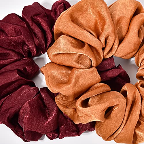 XL Big Silk Scrunchies Cabelos de cabelo para mulheres - Ceelgon Scrunchie de cetim marrom de cetim marrom Exra grande jumbo gaint