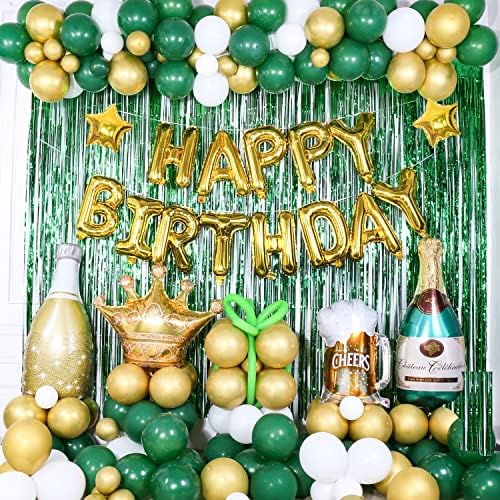Decorações de festas de aniversário verde e dourado para homens mulheres meninas 145pcs Festa de aniversário Supplies