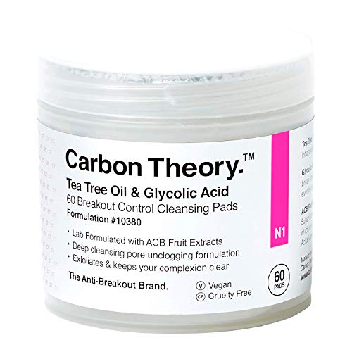 Teoria do carbono | Oil da árvore do chá e almofadas de limpeza esfoliantes glicólicas | 60 almofadas