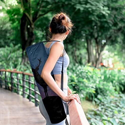 Deer DiLhouette Yoga Mat Bags Full-Zip Yoga Carry Bag for Mulher Men, Exercício de ioga transportadora com cinta ajustável