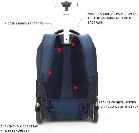 HSYKING AOKELY 20 polegadas Backpack de laptop rolando com rodas para estudantes de administração de negócios para estudantes e