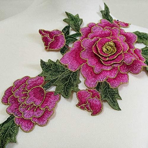 2 PCs Costura bordada em 3D Adesivos de remendo de flores para roupas de água de costura de roupas Apliques de apliques de tecido