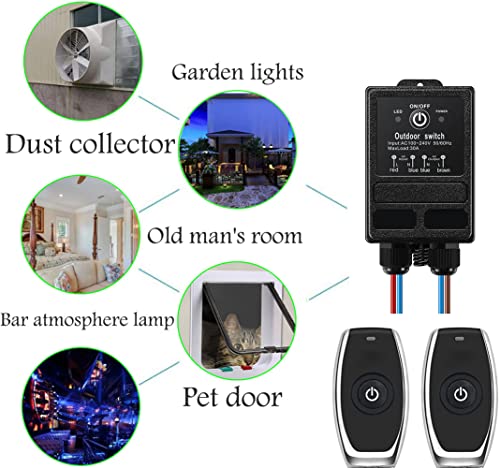 Switch remoto sem fio Zhofonet, interruptor de energia remota à prova d'água, AC 110V/120V/240V/40A Relé RF RF controle remoto ON/OFF