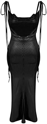 Vestidos formais do Nokmopo para mulheres Moda Moda Cor de cor sólida Coloque o vestido de manga longa com decote em V Split de decote em V