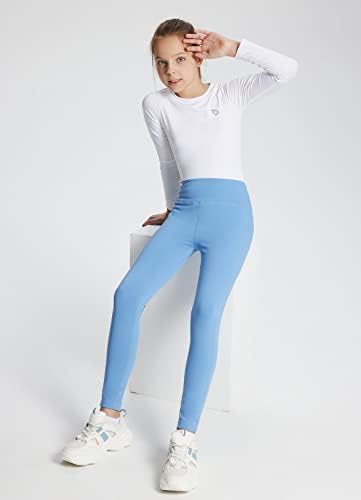 Baleaf Girls 'Fleece lined Leggings Kids calças quentes de compressão juvenil de ioga de ioga de calças esportivas com bolsos