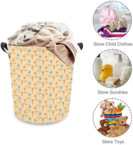 Cesta de lavanderia de verão padrões florais cesto de roupa com alças cesto dobrável Saco de armazenamento de roupas sujas para quarto, banheiro, livro de roupas de brinquedo