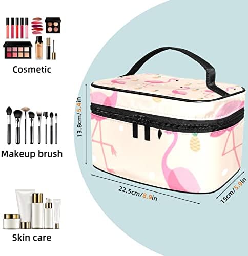 Saco de higiene pessoal pendurado de viagem, organizador de maquiagem portátil, suporte de cosméticos para pincéis, Flamingo Pineapple Pink