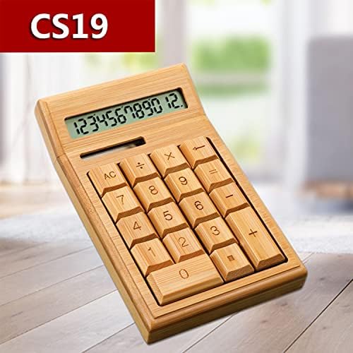 OMIO Arcado artesanal de bambu natural calculadora de energia solar de madeira calculadora de desktop com 12 dígitos