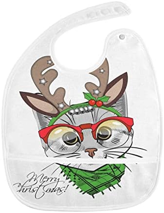 Emelivor Cat Christmas Deer Red Sconhas babadores para bebês menino alimentando babadores babadores à prova d'água