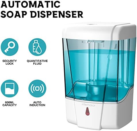 Interhasa! Montagem automática de dispensador de sabão, dispensador de desinfetante para as mãos de 600 ml/20 oz sem