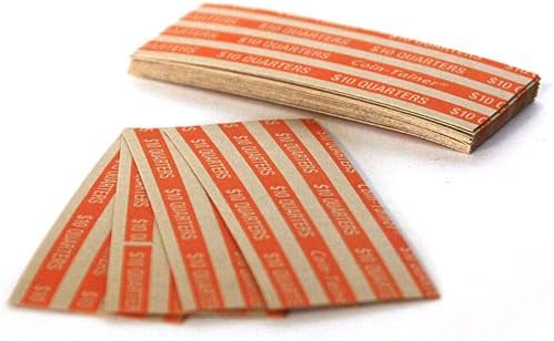 The Coin-Tainer Co. Flat Coin Wrappers, Quarter, 1000 contagem, laranja/marrom