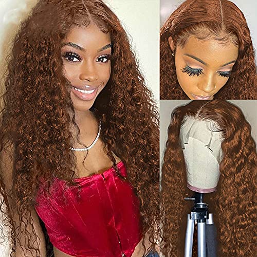 Wig Brown Deep Wave Frontal 4 HD Lace Frontal Wig