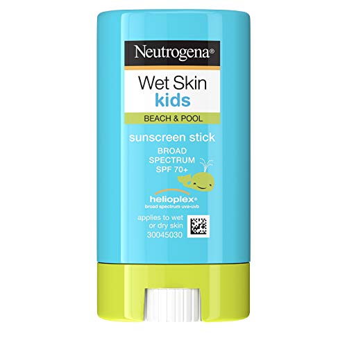 Neutrogena Skin Wet Kids Resista ao protetor solar resistente à água para rosto e corpo, Broad Spectrum SPF 70, 0,47 oz