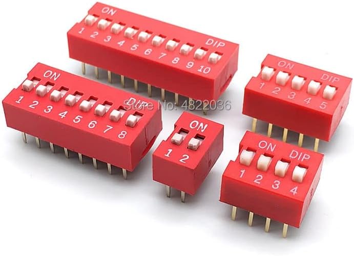 10pcs Tipo de deslizamento Módulo de interruptor de mergulho 1 2 3 4 5 6 7 8 10 pino 2,54mm Posição Way Dip Red Pitch Red Snap Snap Dial Switch -