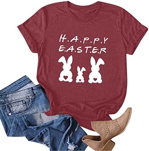 Camisa de Páscoa feliz de plus size para mulheres engraçadas coelhas de coelho