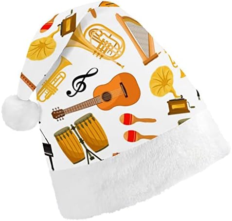 Musical Instrument Christmas Hat Hat Papai Noel para adultos unissex Comfort Classic Xmas Cap para férias de festa de