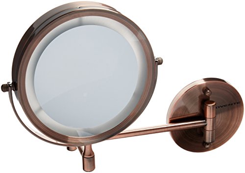 Espelhos de maquiagem de montagem de parede iluminados ovente 7 polegadas 1x 10x círculo de ampliação LED LED LADO DUPLE