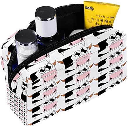 Bolsa de maquiagem de viagem, bolsa de cosméticos Caso organizador, para mulheres para produtos de higiene pessoal Acessórios, escovas de vaca de desenho animado de desenho animado