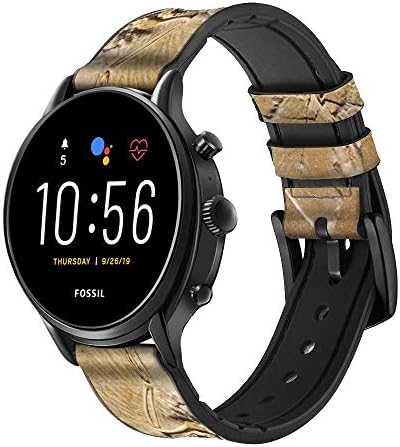 CA0047 Dinosaur Fossil Leather Smart Watch Band Strap for Fossil Hybrid Smartwatch Nate, Latitude Hybrid HR, Tamanho da máquina Hybrid Smartwatch