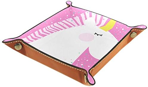 Lyetny Pink Cute Cartoon Unicorn Organizador Bandeja Caixa de armazenamento Caddy Caddy Desktop Alteração da carteira de carteira de