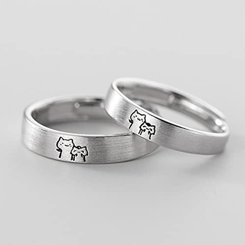 2023 Novo anéis ajustáveis ​​de animais fofos Ringos criativos de prata anéis moda moda anéis de gato de desenho animado para homens homens abertos anel para cima e para baixo anel