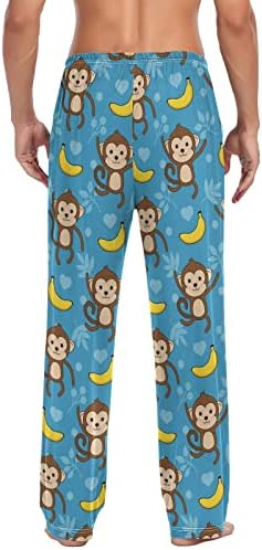 Calça de pijama de macacão de desenho animado com bolsos calças de palha de goleto de pijama de pijama, homens dormindo