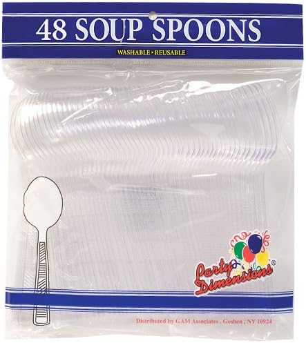 Dimensões da festa Plástico Clear | Pacote de 48 SoupSpoon, 48 contagem