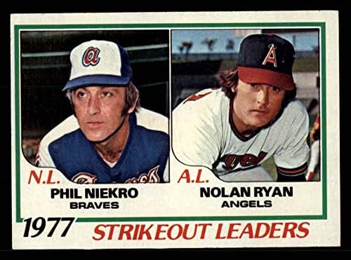 1978 Topps 206 Líderes de strikeout Nolan Ryan/Phil Niekro Braves/Angels VG Braves/Angels