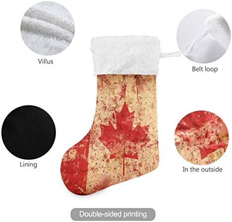 Pimilagu Retro Canadian Flag Christmas Mekings 1 pack 17,7 , meias penduradas para decoração de Natal