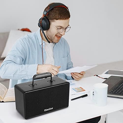 Alto -falantes de Vinilos Bluetooth com alto -falantes portáteis de gravação USB com botão Retro de Função Composto Treble e Bass
