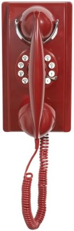 Telefone de parede Crosley Cr55-Re com tecnologia de botão, vermelho
