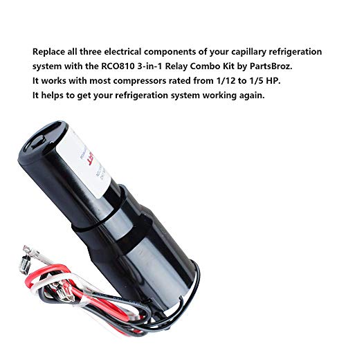 RCO810 3 em 1 kit de partida rígida para geladeira compatível com o relé SupCo Hard Start e o Capacitor-1/12 a 1/5hp, os reprodutores