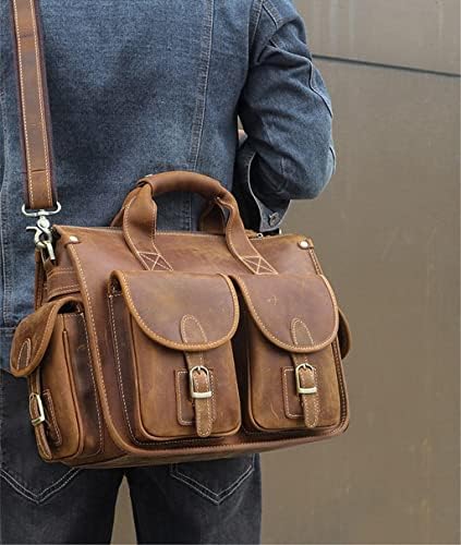 Bolsas Zhyh para homens de couro para homens para homens para laptop de 14 polegadas bolsa de mensageiro de couro para