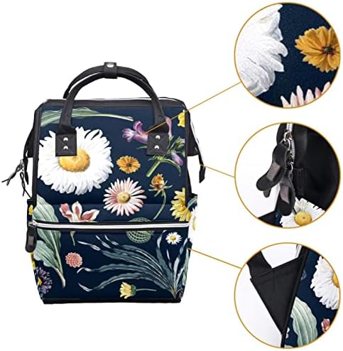 Folhas florais folhas de girassol Padrão de flores Backpack Backpack Baby Difping Sacos Multi -função Bolsa de viagem