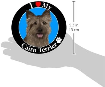 I Love My Cairn Terrier ímã de carro com fotografia de Cairn Terrier de aparência realista no centro coberto de brilho