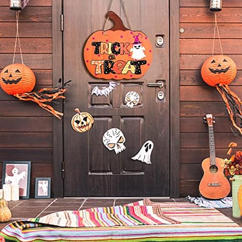 Decorações de outono de Halloween para casa, sinal de madeira de dupla face para decoração de outono, decoração de Ação de Graças de Halloween, bloco de madeira decorativo de abóbora conjunto para porta, parede, sala, lareira, prateleira, decorações internas