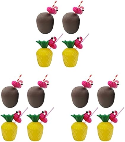 Decoração de abacaxi Veemoon 12pcs favorece com abacaxi aloha suprimentos luau decorações de decalques de decalques de praia bebida havaí festeira de aniversário de despedida de solteira para palhas de flamingo: decoração de casamento de verão