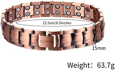 Braca de cobre de biomag para homens pulseira magnética de linha dupla 8.6 pulseira de cobre pura ajustável Presentes de jóias do Dia dos Namorados