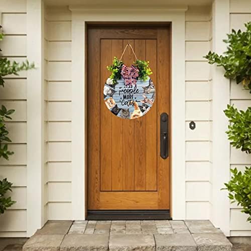 Gnomo para a porta da porta da frente Porta de gato Placa Decoração de madeira Pet Spring Holiday Wooden Hange Placa