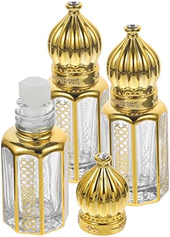 Garrafas de rolos de perfume Heleled 3pcs mini garrafa de rolante árabe reabastecida garrafa de óleo essencial vazio de amostra de perfume de amostra para viajar DIY dourado 12ml