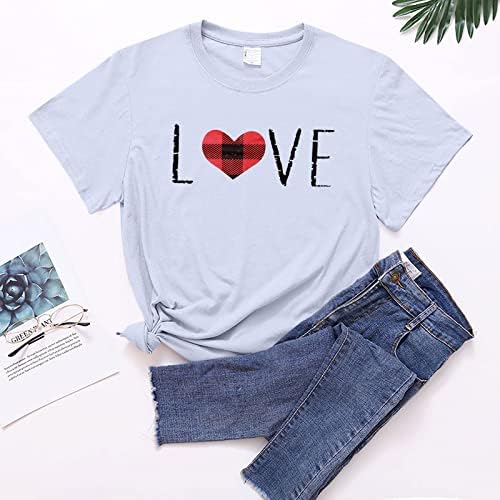 Jjhaevdy T camisetas para mulheres plus size dia dos namorados camisa amor impressão de t-shirt t-shirt shirt curta camiseta gráfica fofa camisetas