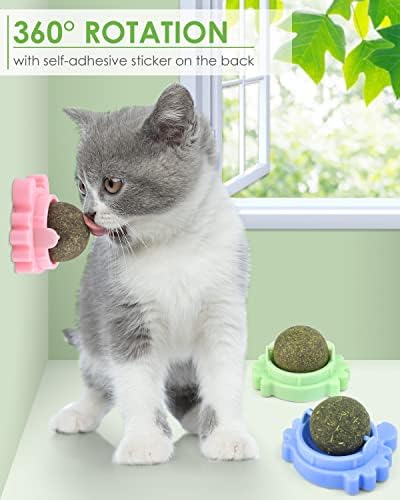 Catnip Balls & Silvervine Chew Sticks, 6 Pacote de brinquedos naturais de catnip para limpeza de dentes de gatinhos, atendimento odontológico de matatabi, aumento do apetite, ansiedade e estresse calmo de gatos, mastigadores agressivos de gato de gato brinquedo odontológico de gato brinquedo