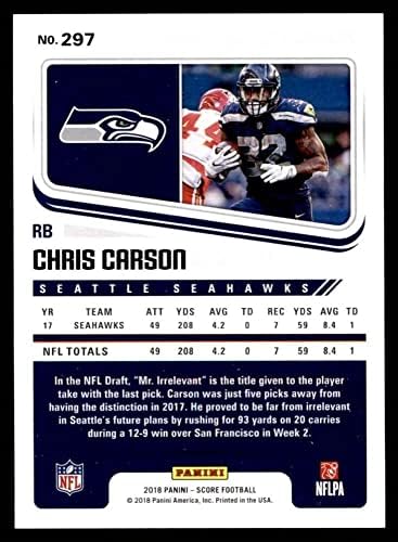 Pontuação de 2018 297 Chris Carson Seattle Seahawks NM/MT Seahawks Oklahoma St St.